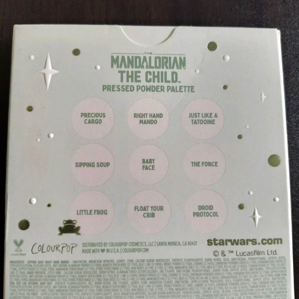 Star Wars eyeshadow palette The Mandalorian Child ColourPop pressed powder